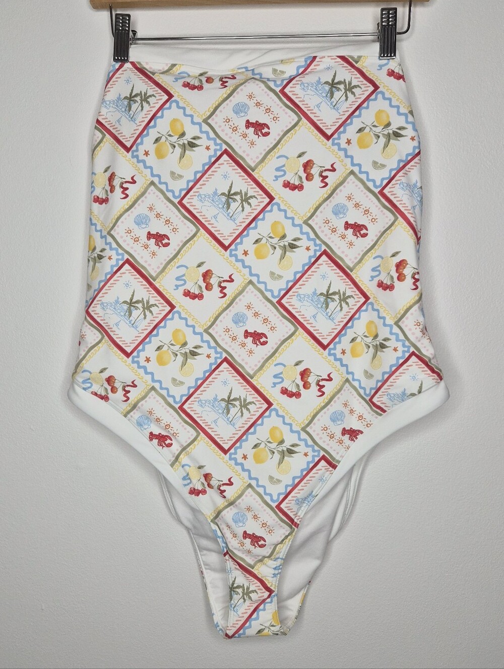 Abercrombie & Fitch Marina One-Piece Swimsuit Tile Print NWT Size XL - Picture 1 of 4